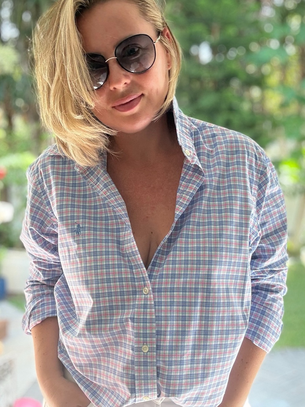 Vintage Ralph Lauren Blue & Pink Plaid Button-Down Shirt
